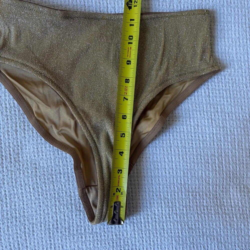 Triangl Swimwear Gold Shimmer High Waist Bikini Bottom Matching Dustbag Medium